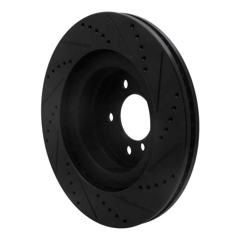 Land Rover Range Rover Brake Rotor (1) - Front Left - R1 Concepts - Drilled & Slotted - Black - `06-`09